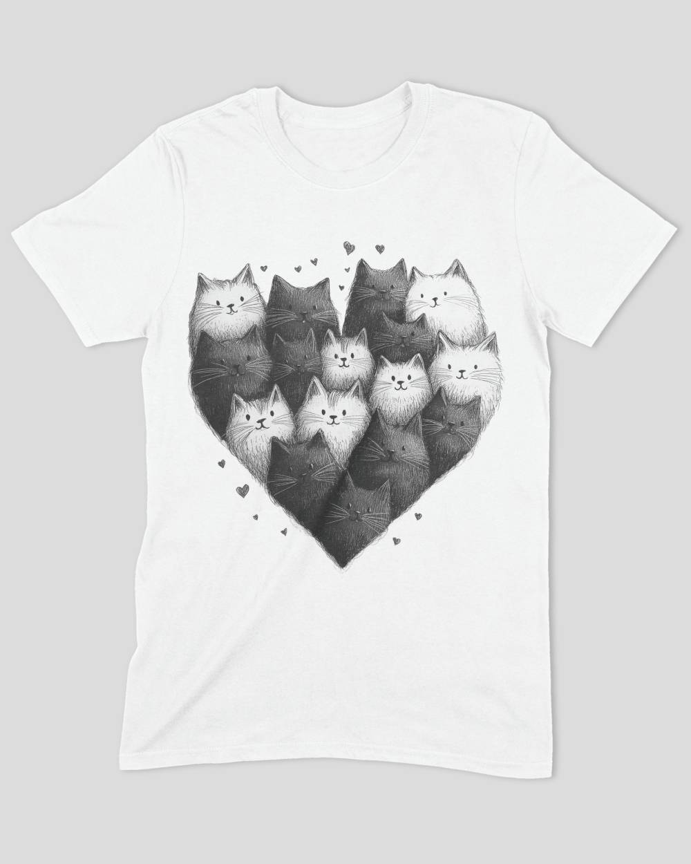 Black & White Cat Heart T-Shirt