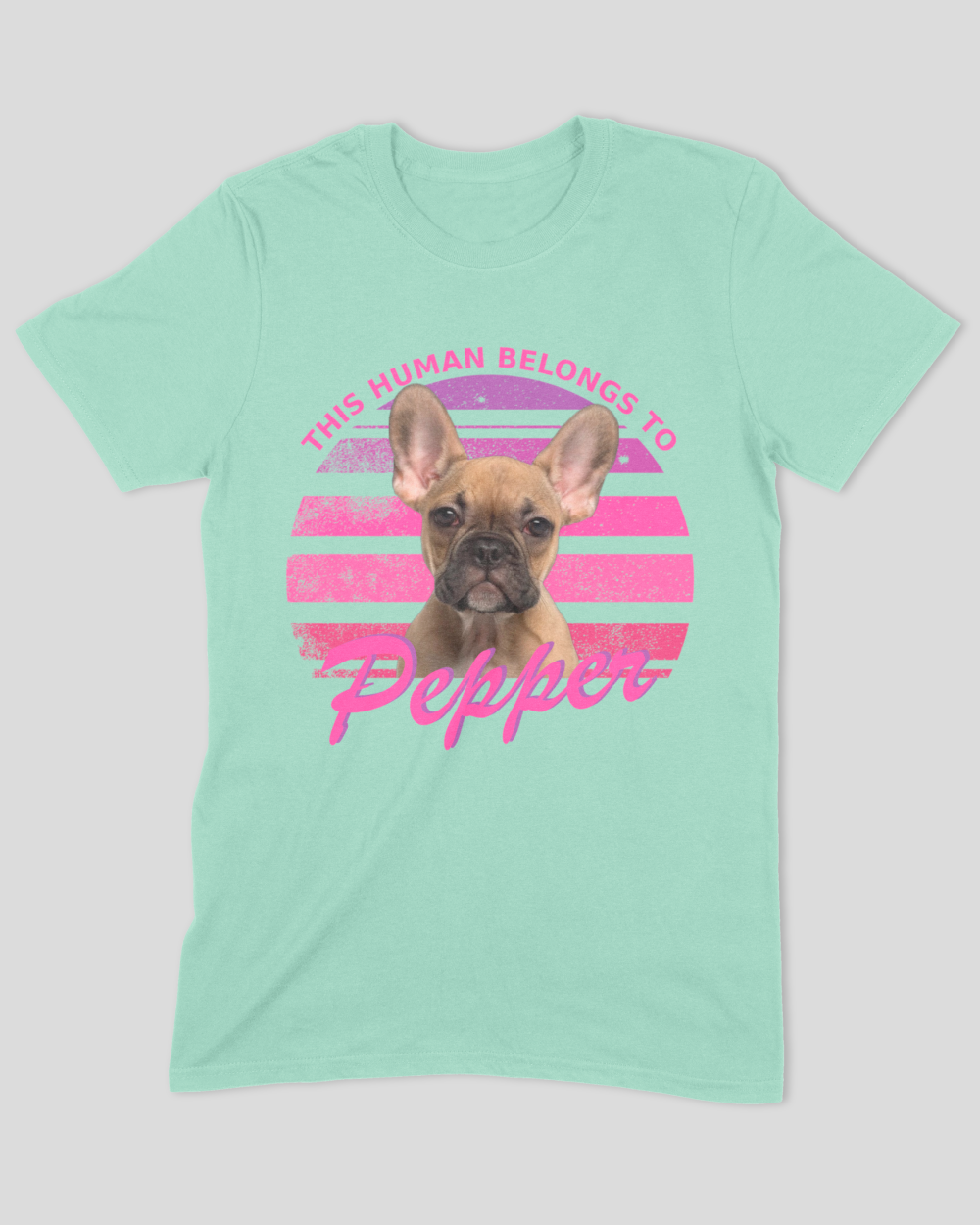 This Human Belongs To Me - Pink Sunset Personalized Dog T-Shirt