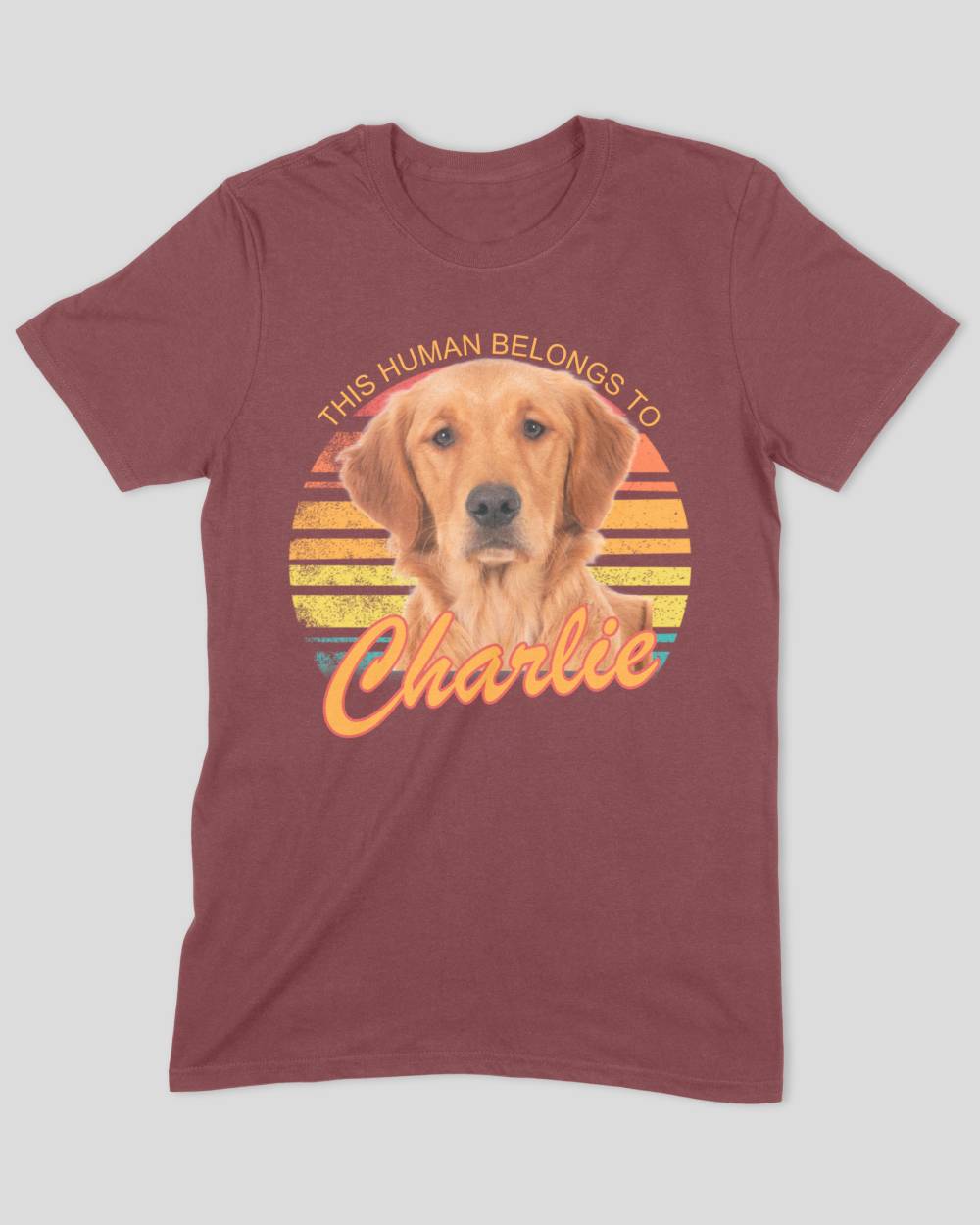 This Human Belongs To Me - Orange Sunset Personalized Dog T-Shirt