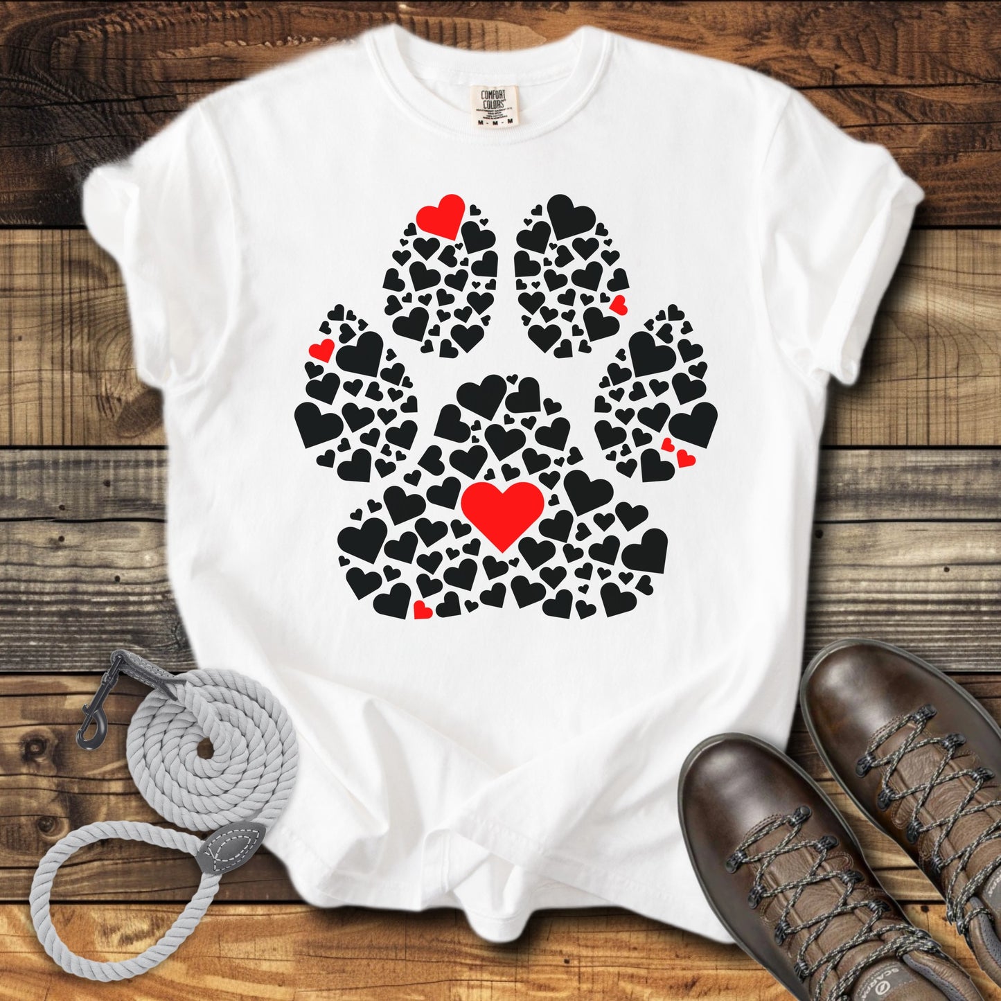Paw Print With Red Hearts