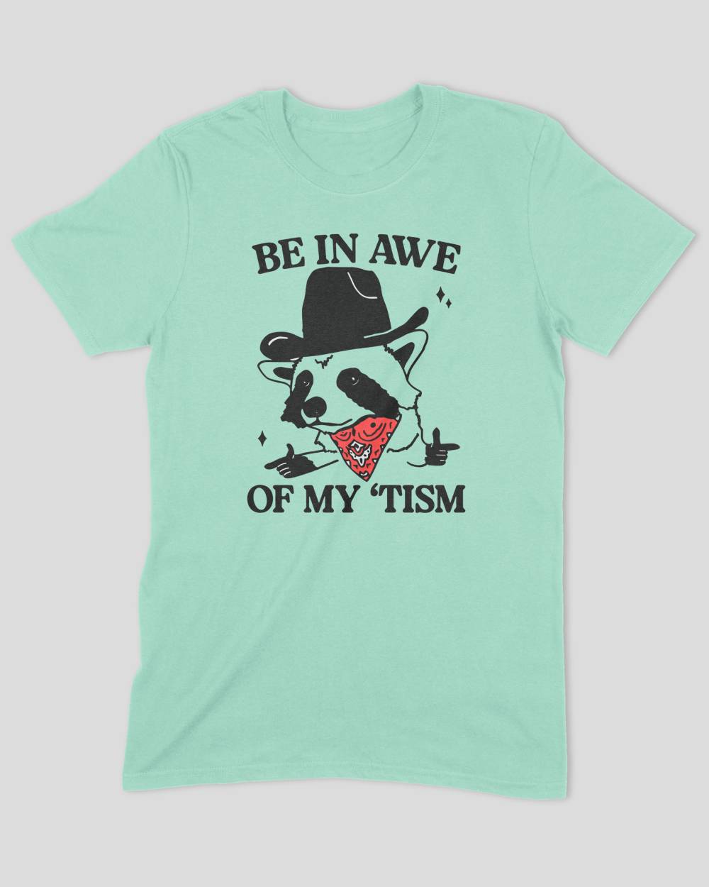 Be in Awe of My Tism! (Raccoon Cowboy) T-Shirt