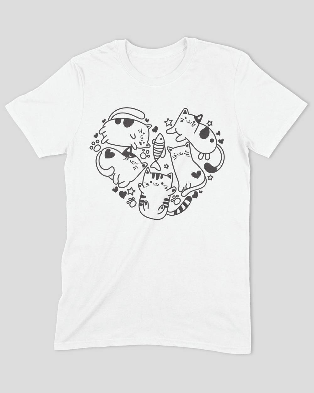 Cat Doodle Heart T-Shirt