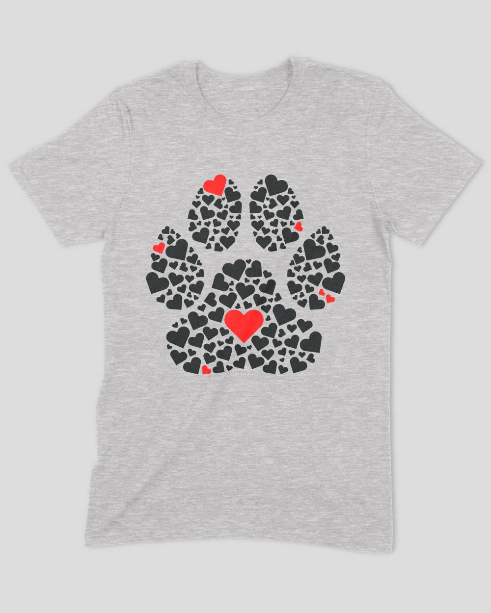 Paw Print With Red Hearts