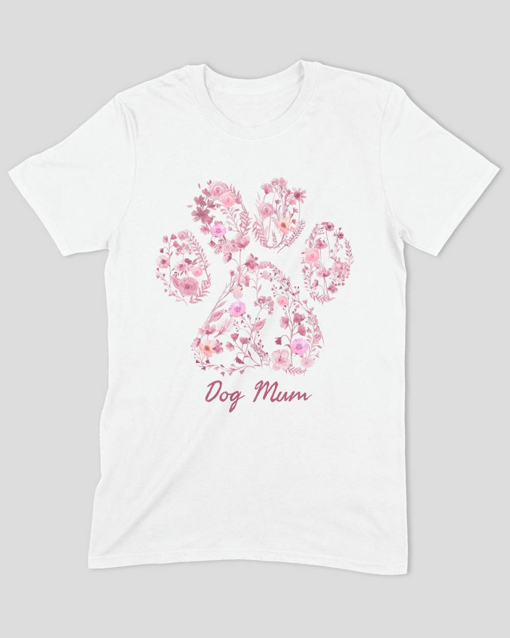 Pink Floral Paw Dog Mum T-Shirt