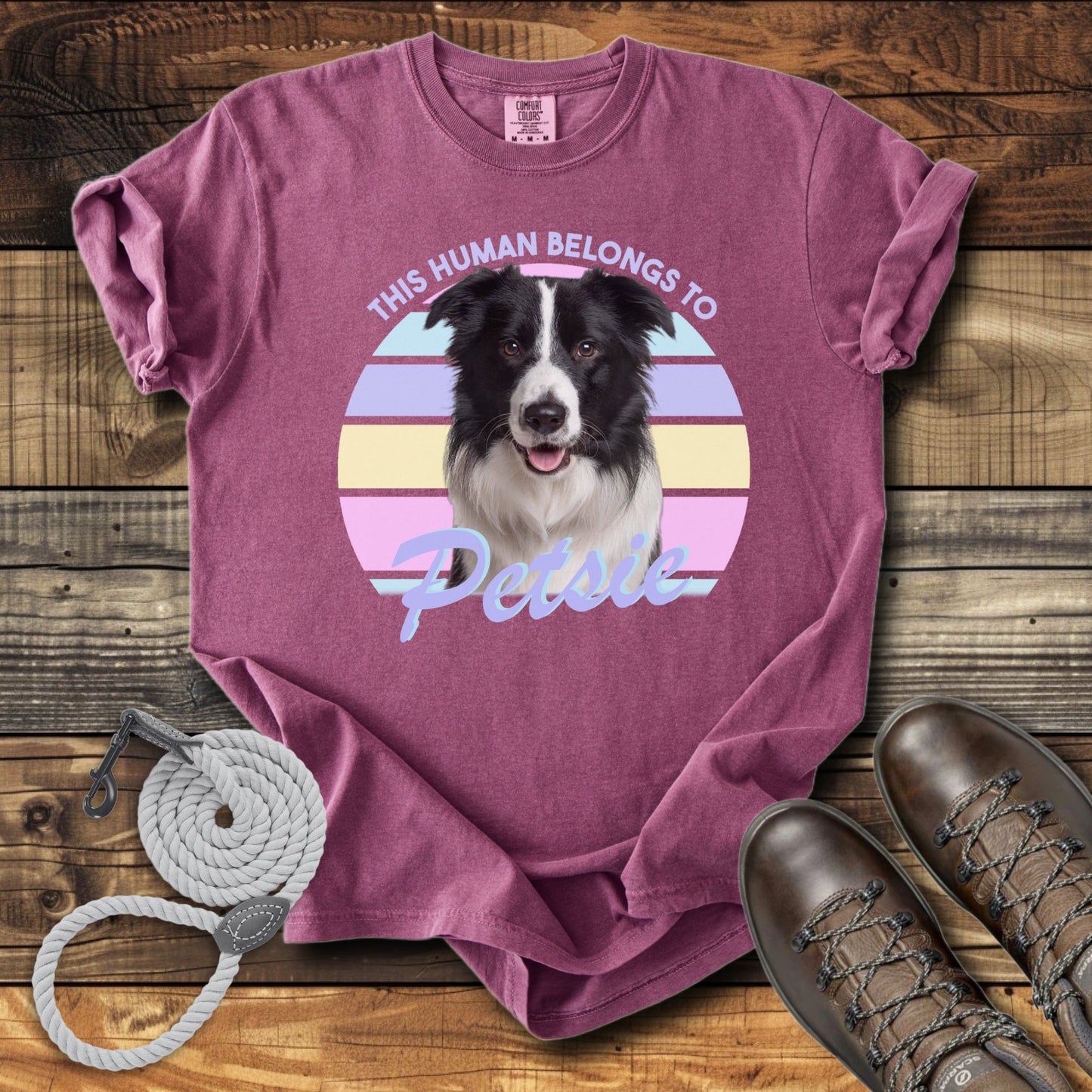 This Human Belongs To Me - Pastel Sunset Personalized Dog T-Shirt