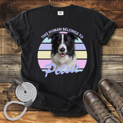 This Human Belongs To Me - Pastel Sunset Personalized Dog T-Shirt