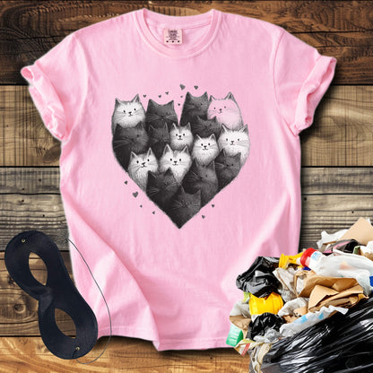 Black & White Cat Heart T-Shirt