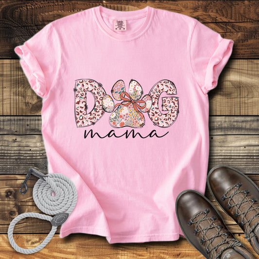 Dog Mama Pink Leopard & Wild Flowers T-Shirt