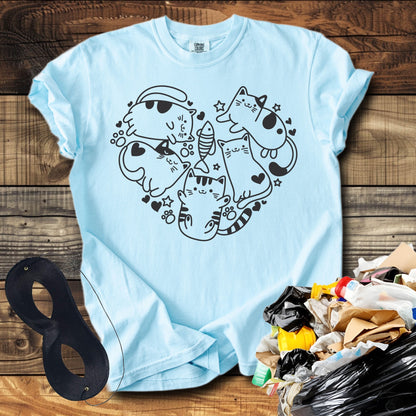 Cat Doodle Heart T-Shirt