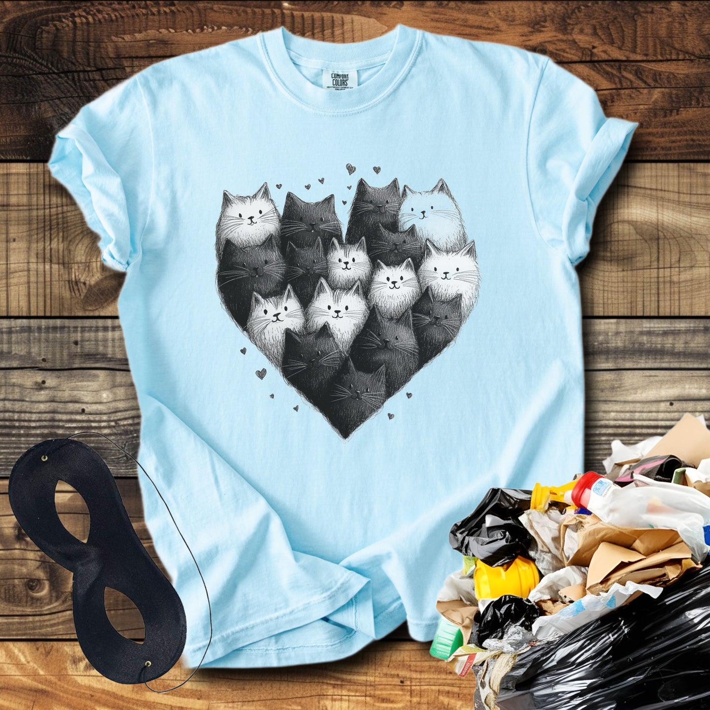 Black & White Cat Heart T-Shirt