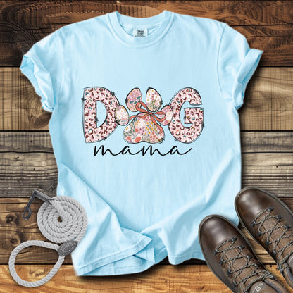 Dog Mama Pink Leopard & Wild Flowers T-Shirt