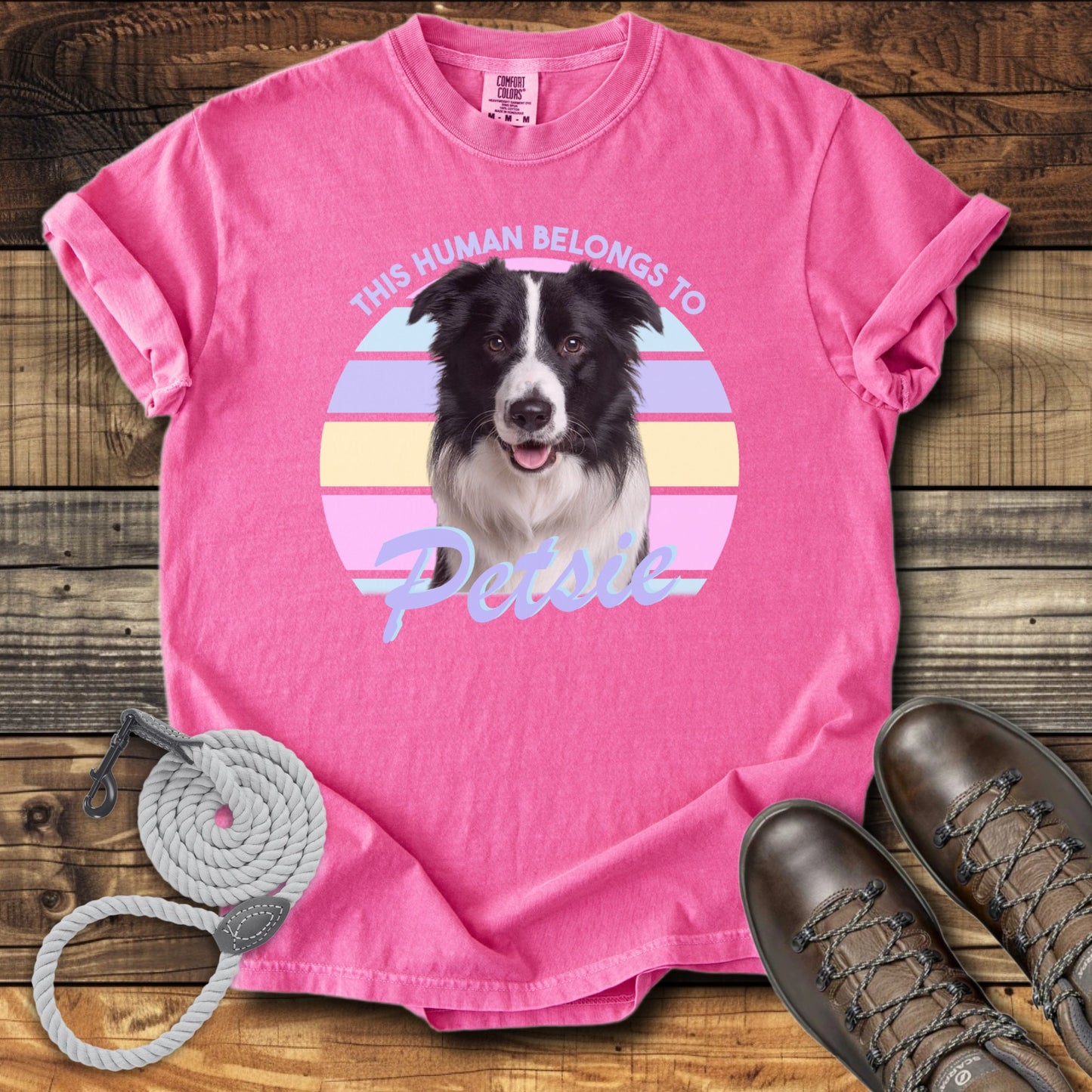 This Human Belongs To Me - Pastel Sunset Personalized Dog T-Shirt