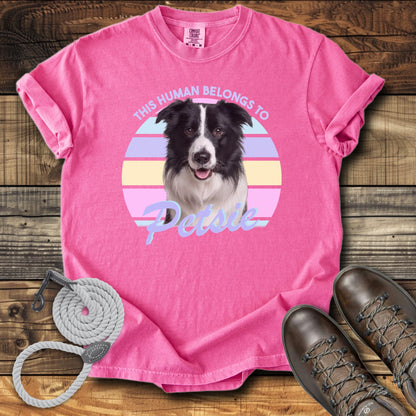This Human Belongs To Me - Pastel Sunset Personalized Dog T-Shirt