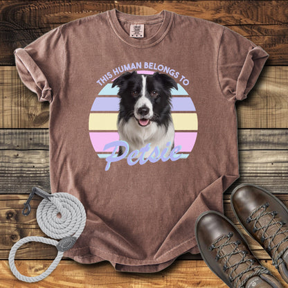 This Human Belongs To Me - Pastel Sunset Personalized Dog T-Shirt