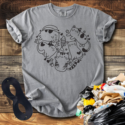 Cat Doodle Heart T-Shirt