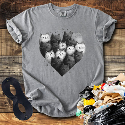 Black & White Cat Heart T-Shirt