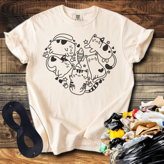 Cat Doodle Heart T-Shirt