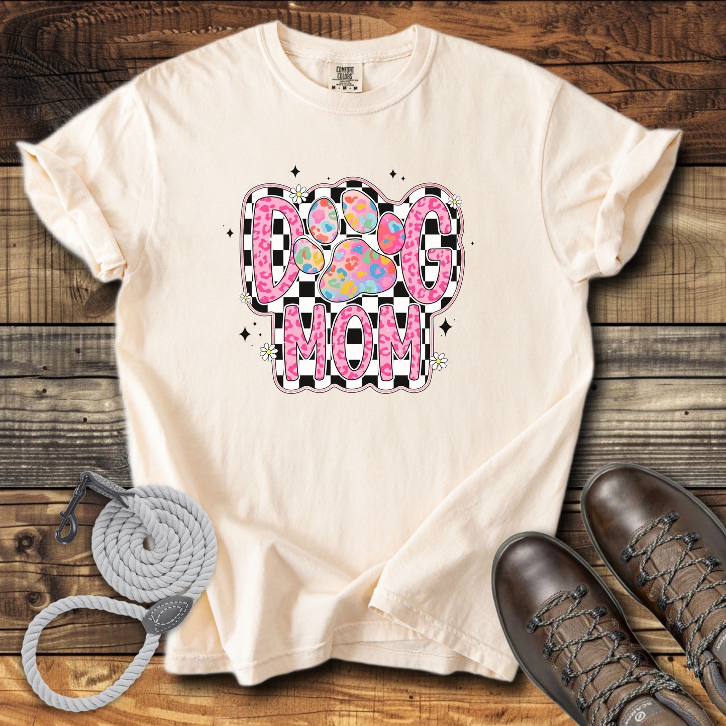 Dog Mom Pink Leopard & Chequered