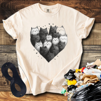 Black & White Cat Heart T-Shirt