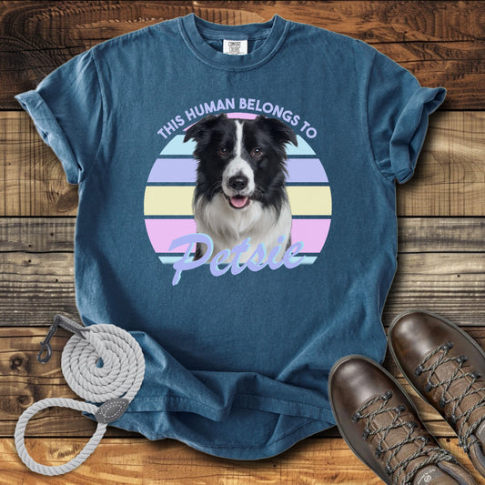 This Human Belongs To Me - Pastel Sunset Personalized Dog T-Shirt