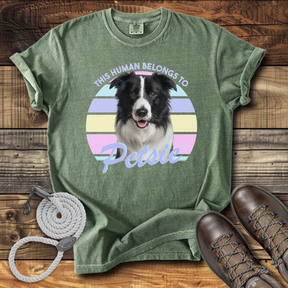 This Human Belongs To Me - Pastel Sunset Personalized Dog T-Shirt