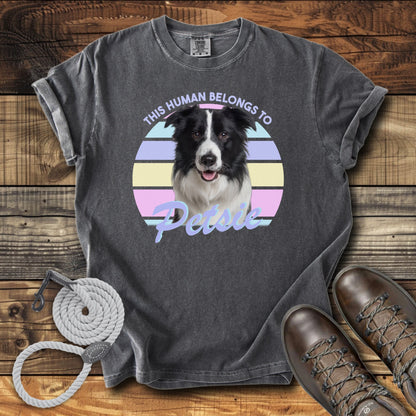 This Human Belongs To Me - Pastel Sunset Personalized Dog T-Shirt