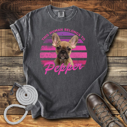 This Human Belongs To Me - Pink Sunset Personalized Dog T-Shirt