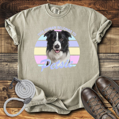 This Human Belongs To Me - Pastel Sunset Personalized Dog T-Shirt