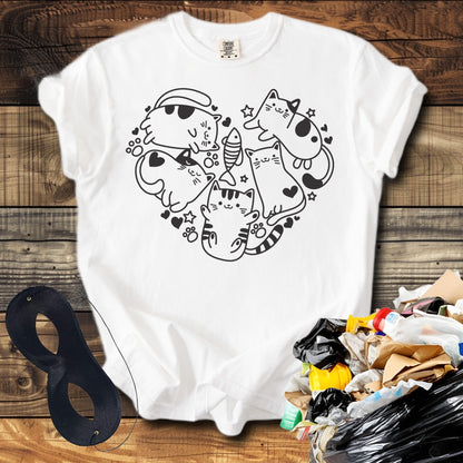 Cat Doodle Heart T-Shirt