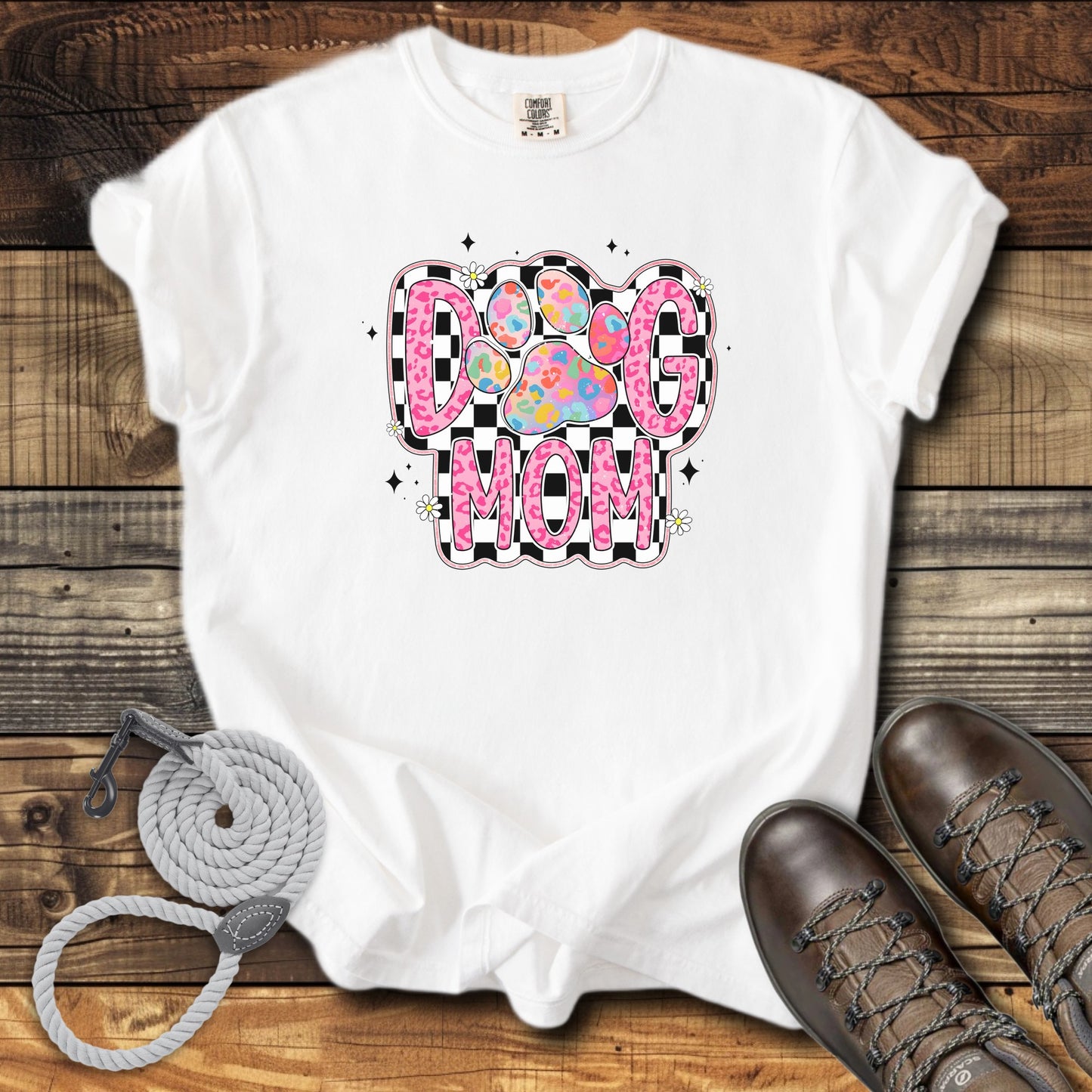 Dog Mom Pink Leopard & Chequered